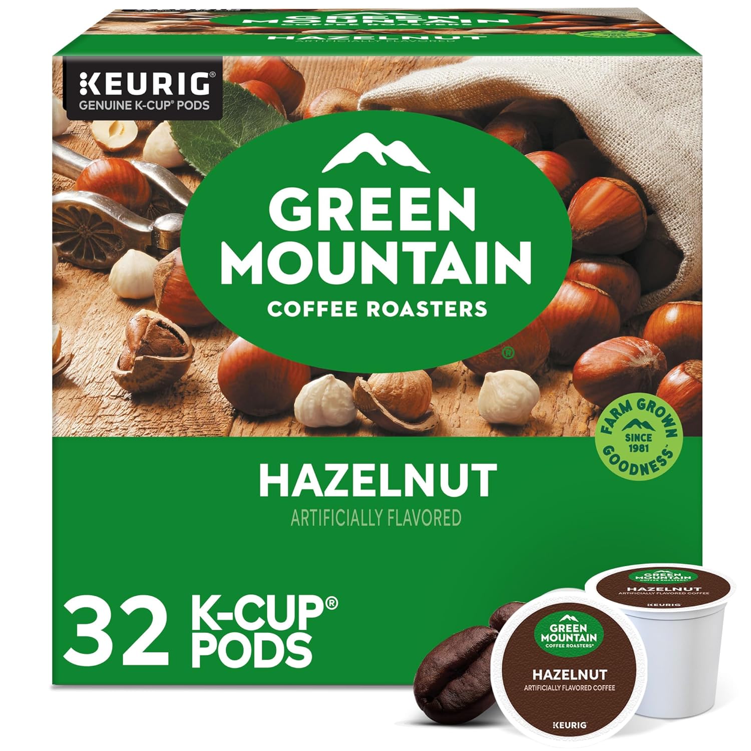 Green Mountain Coffee Roasters Hazelnut Keurig Single-Serve K-Cup Pods. Light Roast Coffee. 32 Count