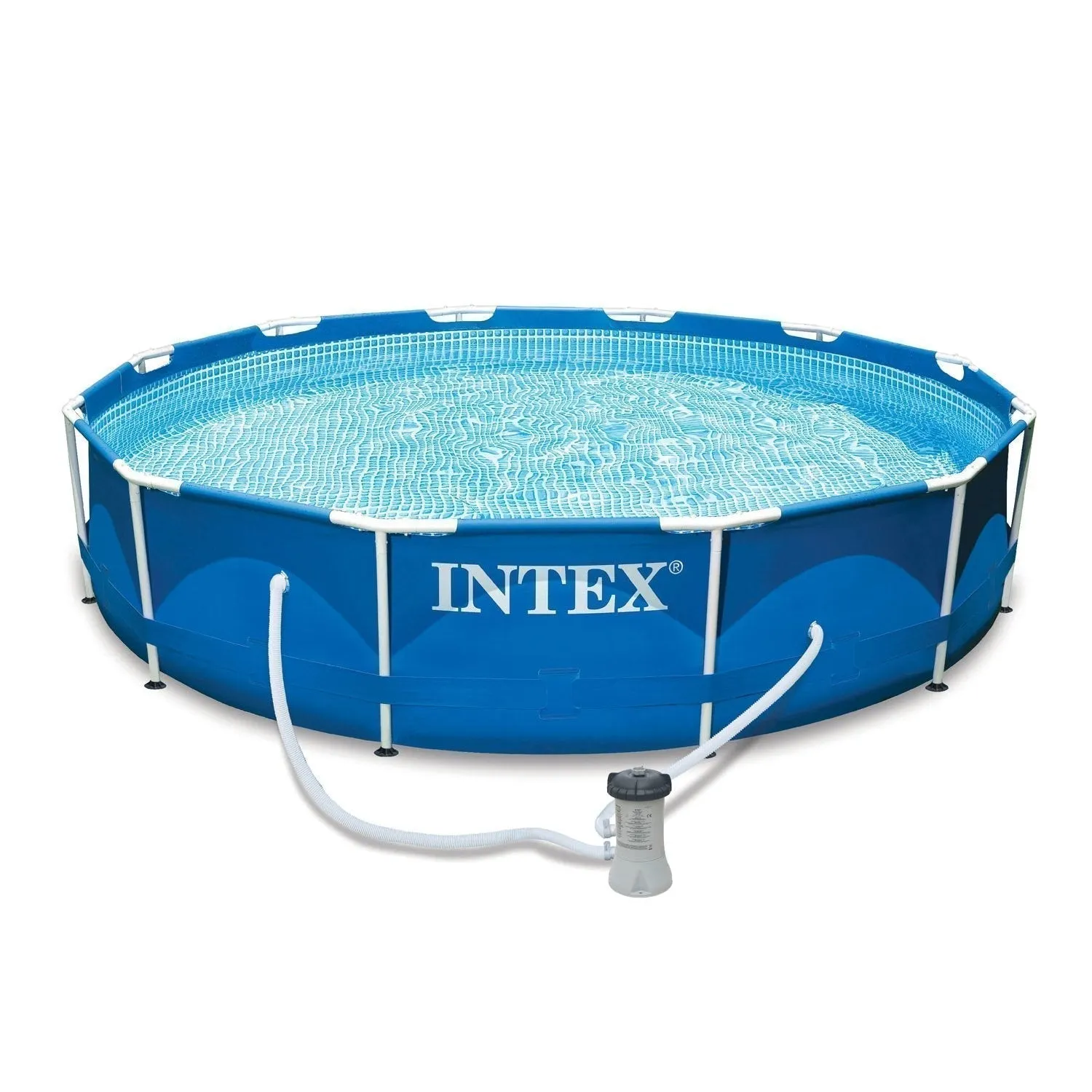 INTEX 12’x30″ Metal Frame Swimming Pool with Filter Pump & Pool Cover (2-Pack)