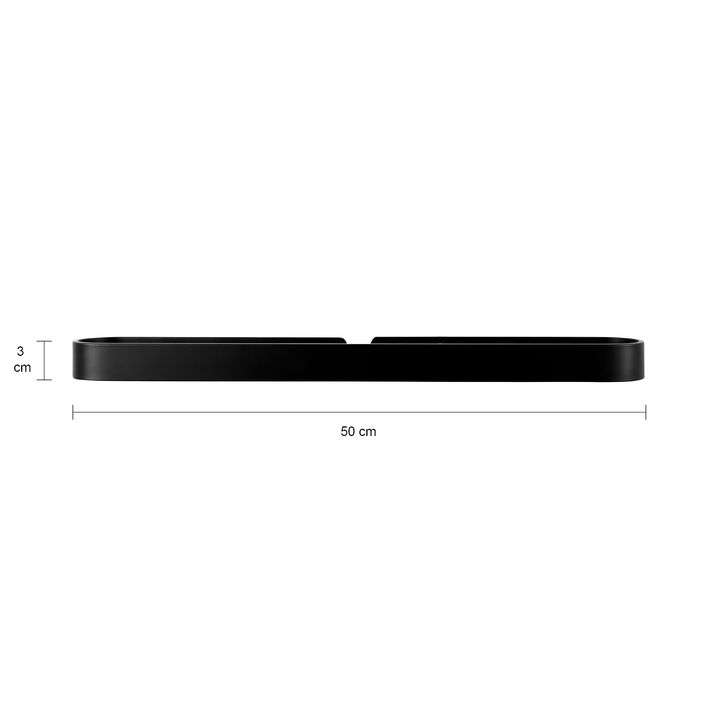 QUVIO Handdoekhouder platte stang met ronding - Zwart - 50 cm