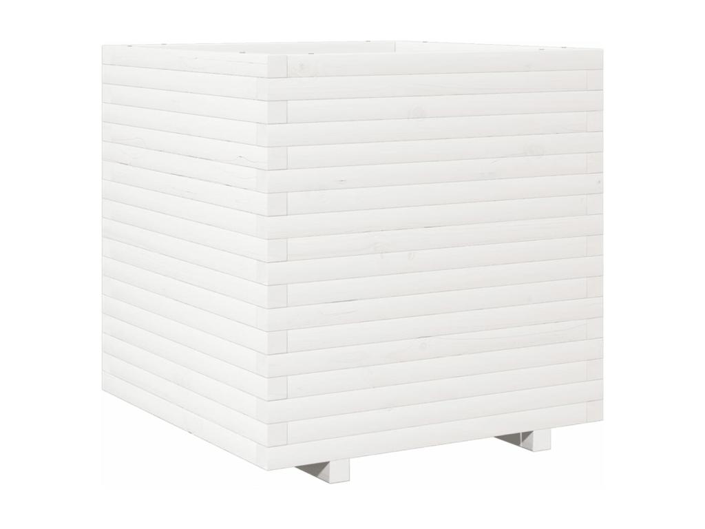 Jardinera de madera maciza de pino blanca 70x70x72 cm