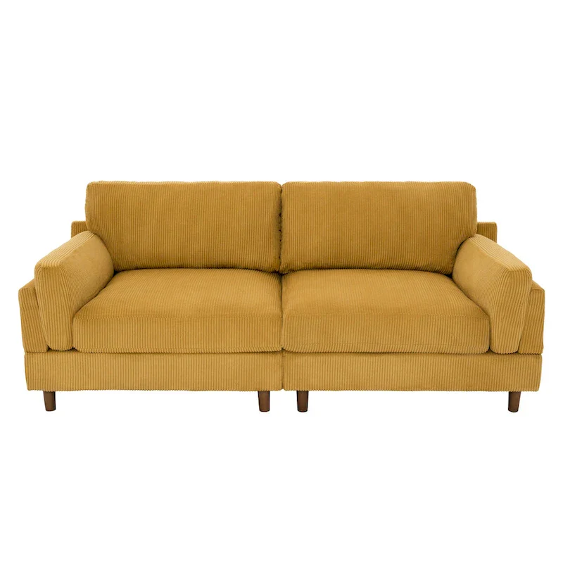 90-Inch Oversized Corduroy Sofa for Living Room with Reversible Cushions