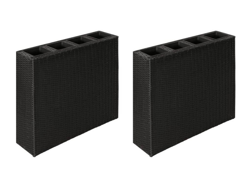 Levadas con 4 Decoratodo 2 piezas Mimbre de resina Negro