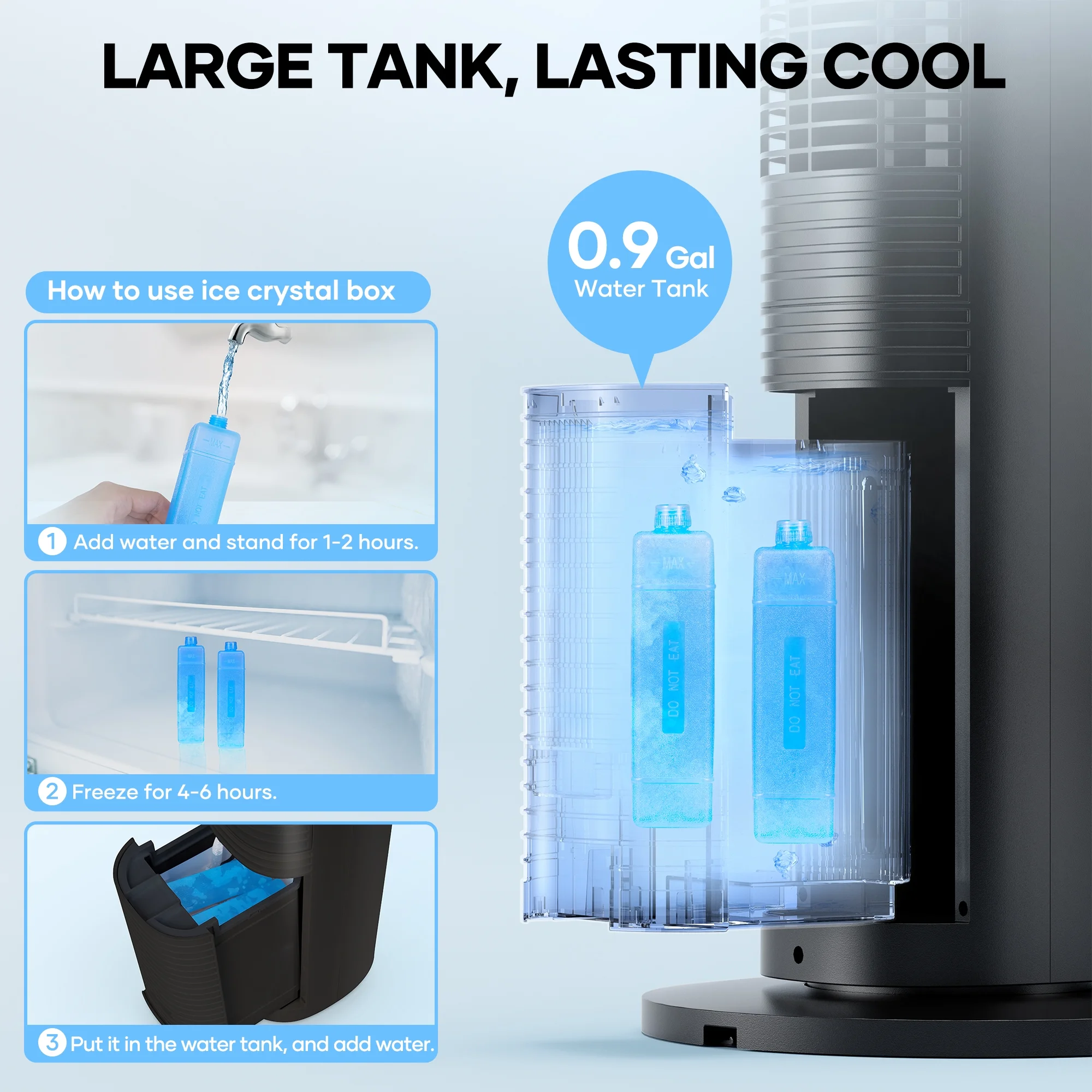 MaxKare 40" Evaporative Air Cooler, 3 Modes, 12H Timers, Oscillating Tower Fan White - Image 13