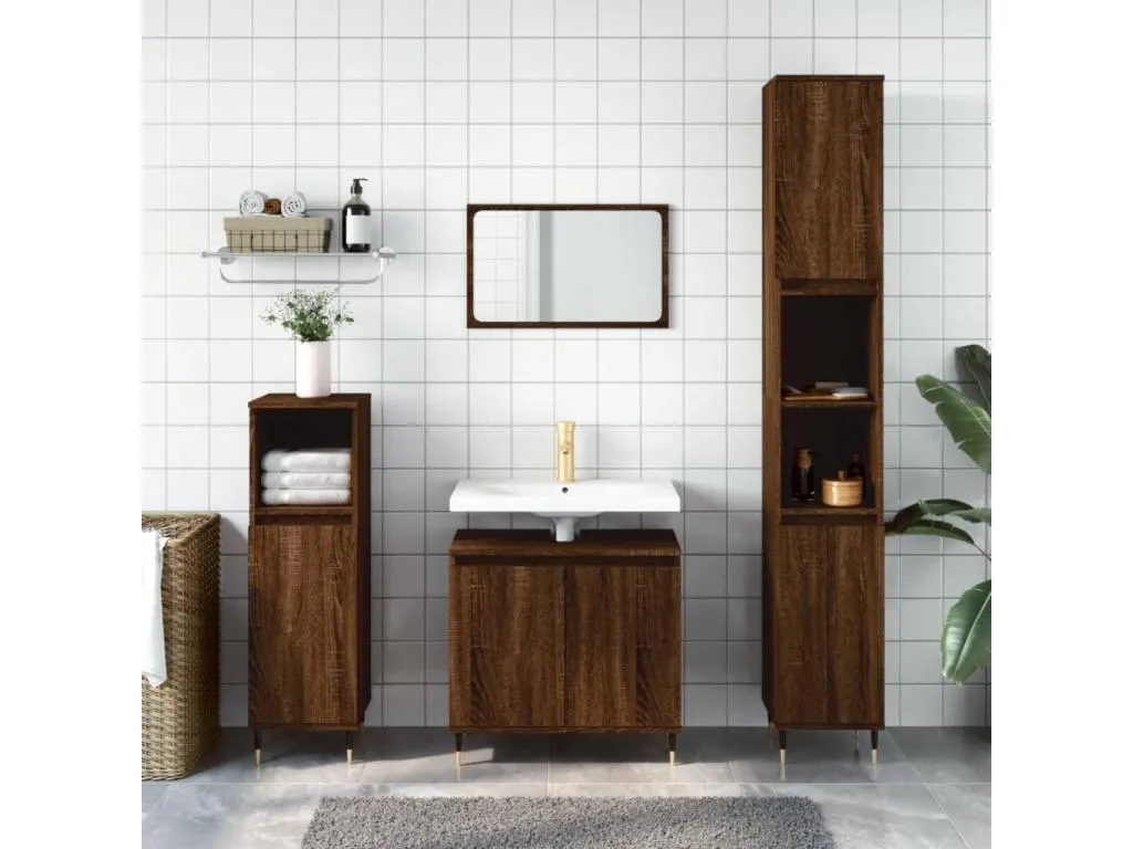 Armario de baño Alkifurniturees de ingeniería marrón Alkifurniturees 58x33x60 cm 06080EDRM