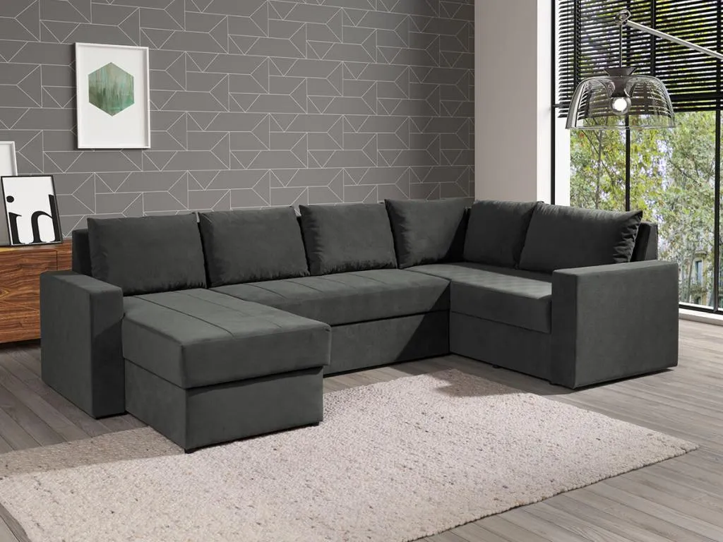 Sofá rinconero Decocasaes 144 Gris Función de descanso Caja de ropa de cama 300x188cm 91471ehqe