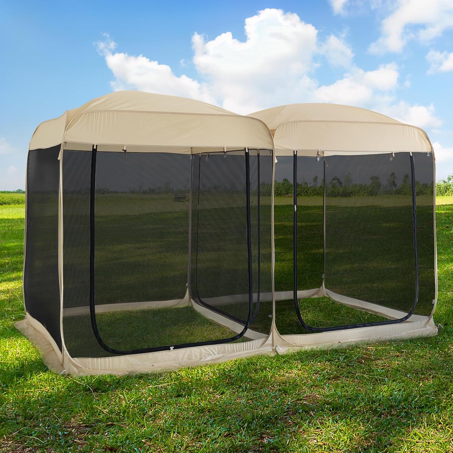 Screen gazebo sleeps 6-10-15 people Igloo-style canopy tent mosquito net on the sides Perfect
