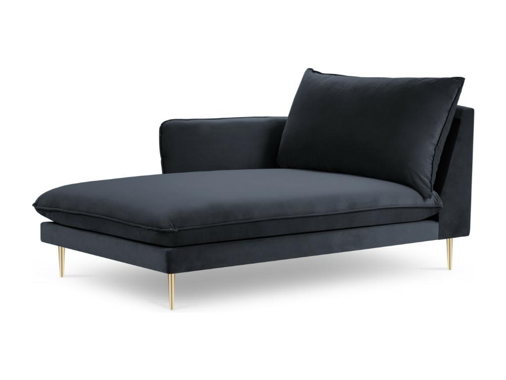 hogardiseno - Chaise longue de angulo izquierdo "Vienna" de terciopelo azul oscuro - 170x110x95cm
