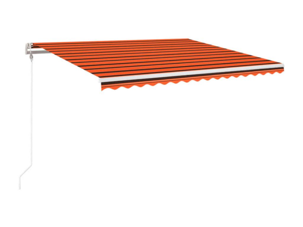 Toldo automático LED sensor de viento naranja marrón 400x350 cm