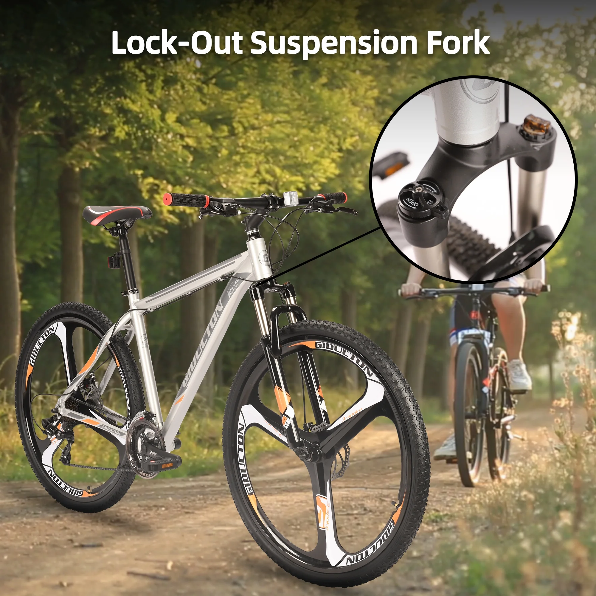 Mens Mountain Bike, Eurobike X9 Mountain Bike 29 inch, 19 inch Aluminum Frame, Bikes for Men 29er, Mens Bicycle 3-Spoke Silver - Image 5