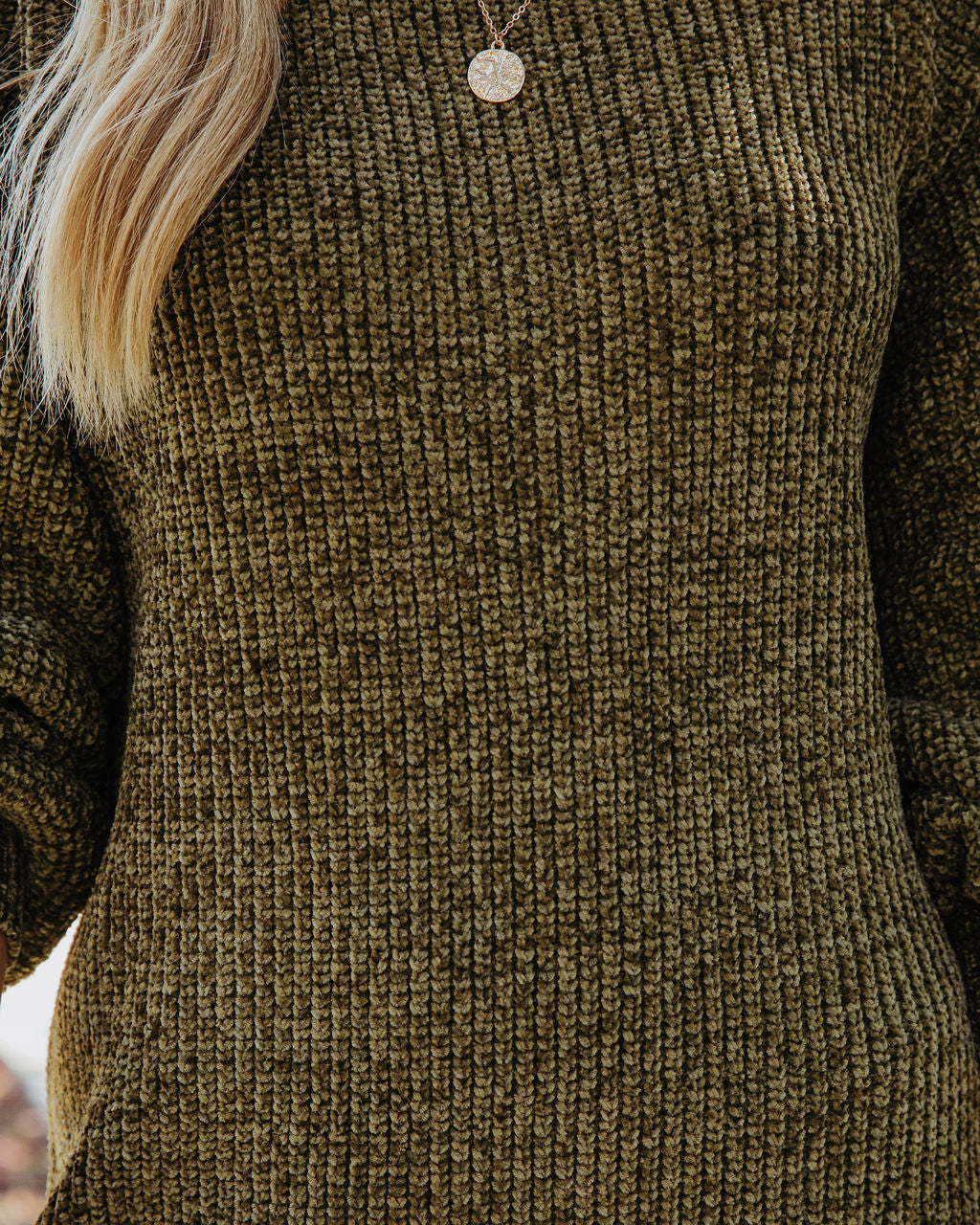Obsessed With Me Chenille Off The Shoulder Mini Dress - Moss Green - Se7enfashion