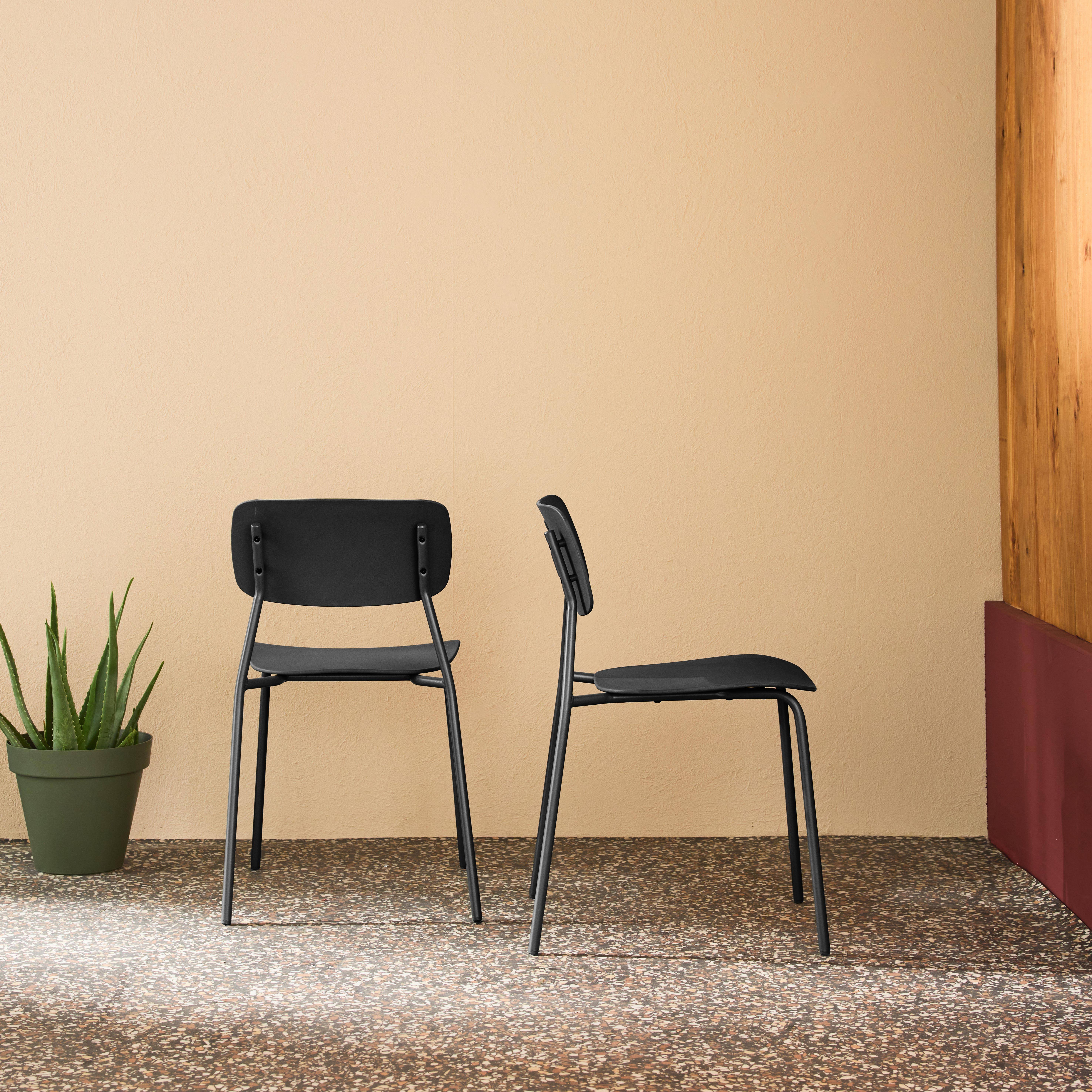 Liva - Silla de jardín apilable de acero, set de 2