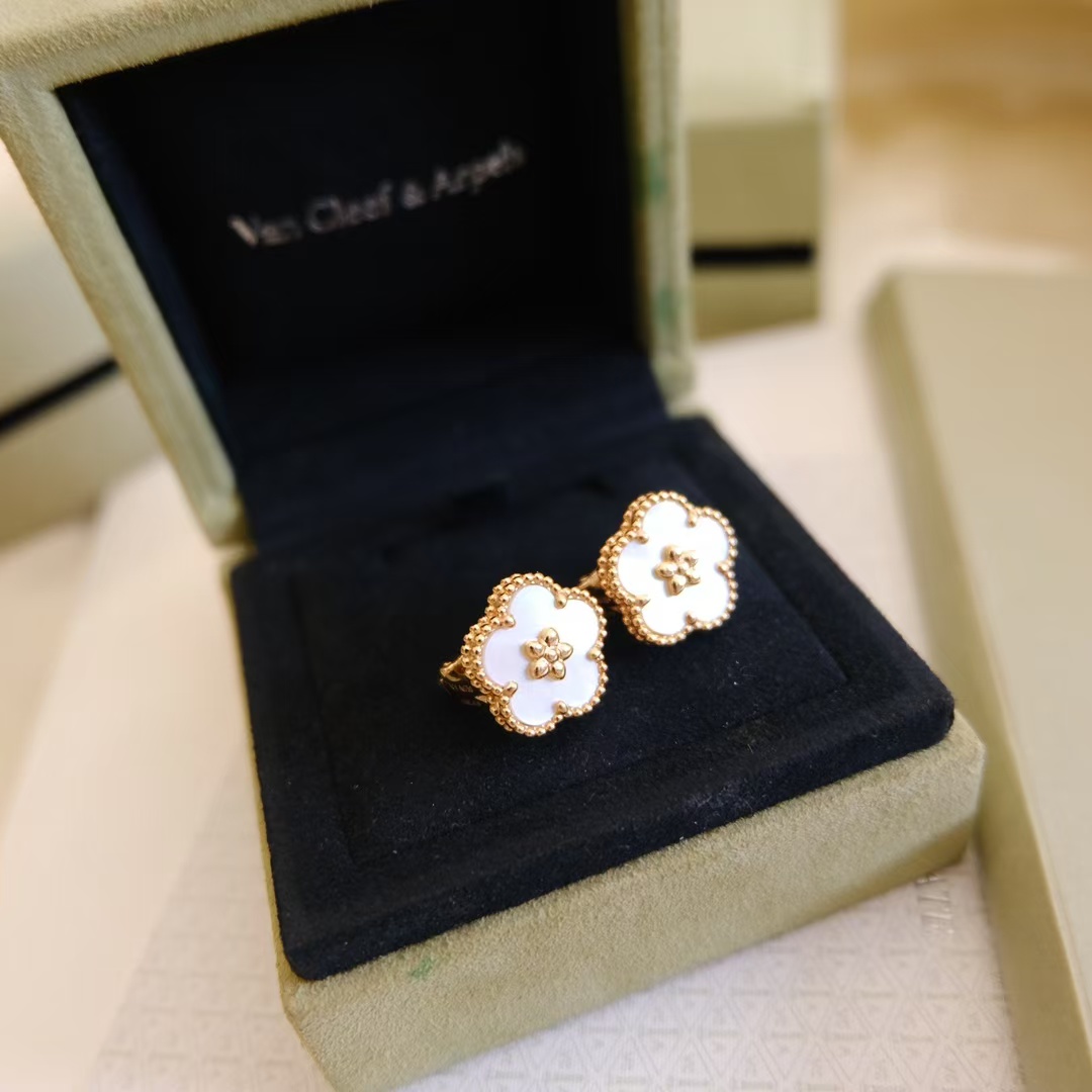 VCA Lucky Spring Earrings, Plum Blossom - Original Replica Club