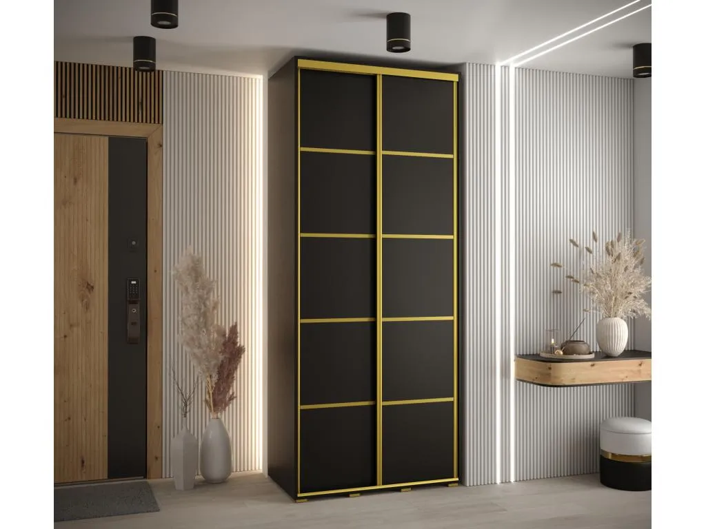 ARMARIO Decounico 4 DE PUERTAS CORREDERAS 235.2/100/45 2 puertas (Negro/Negro/Oro)