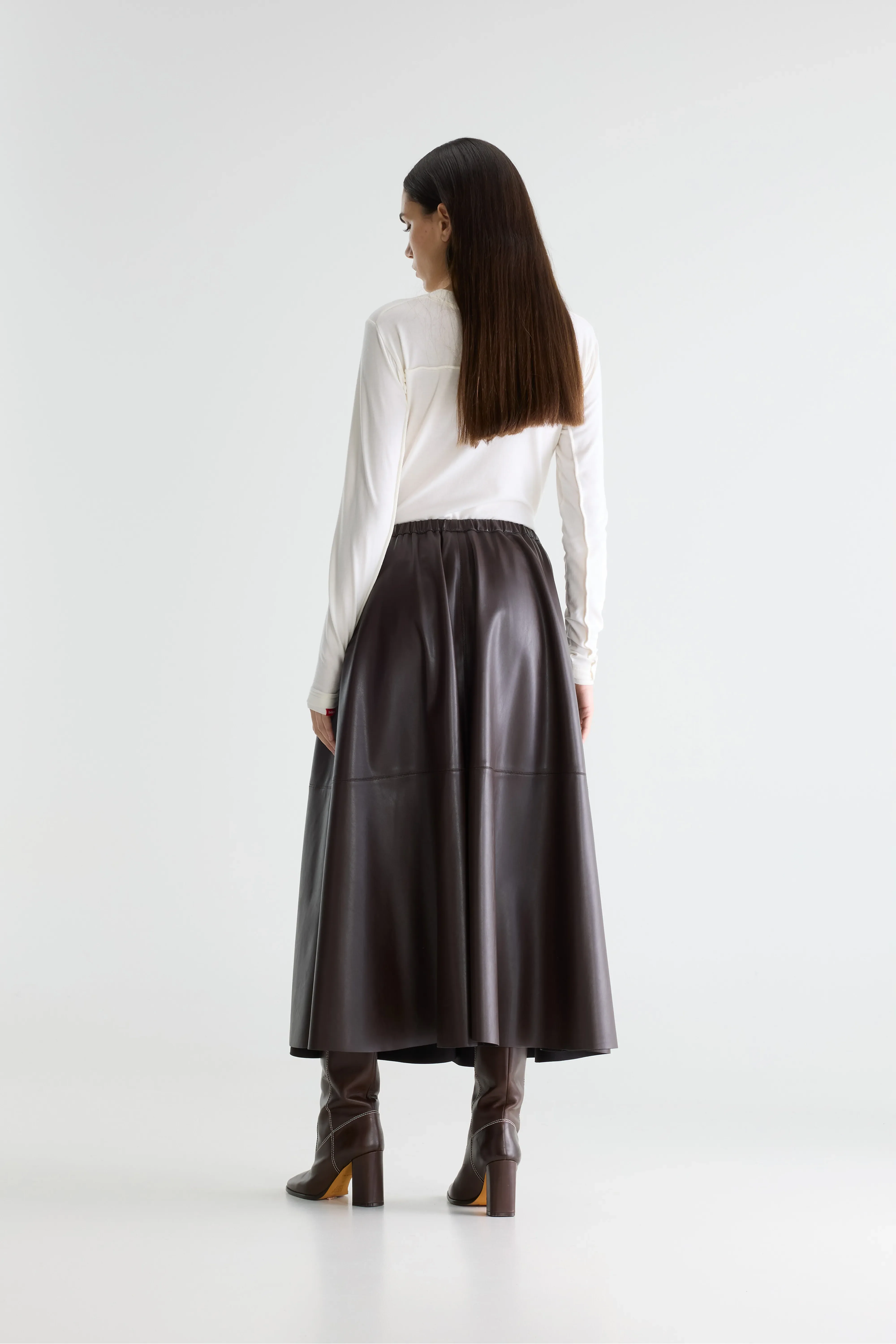 Bellerose Hezra faux-leather long skirt (261 / W / DARK ROAST)