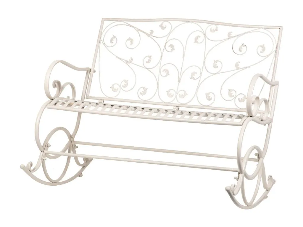 Banco de forja blanca estilo antique 110x66x95 cm zsd3575307
