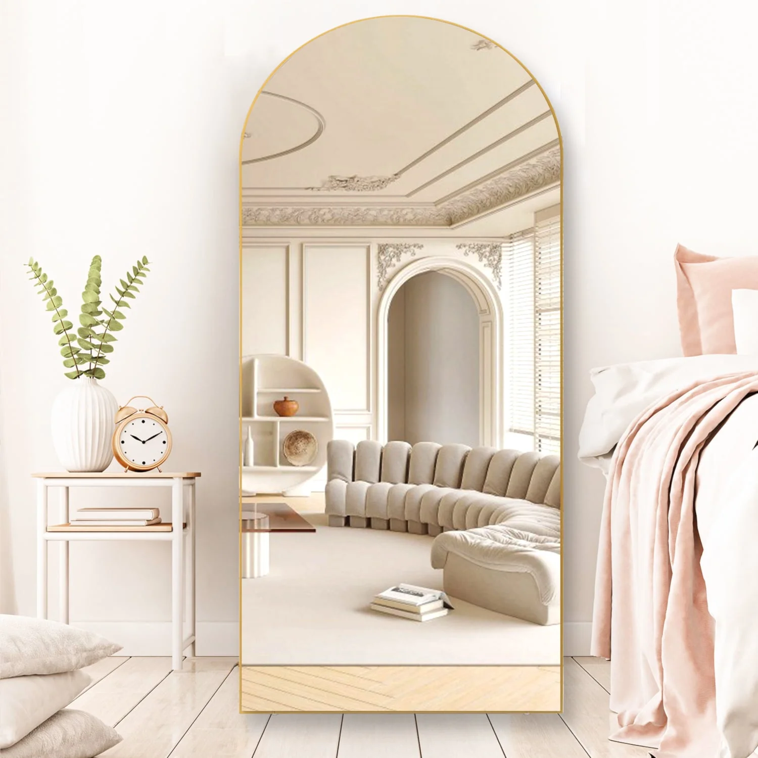 RACHMADES 65"x24" Arch Mirror Full Length Full Body Mirror Arched Floor Mirror with Stand Tall Mirror Long Gold Mirror FULL Length - Image 4