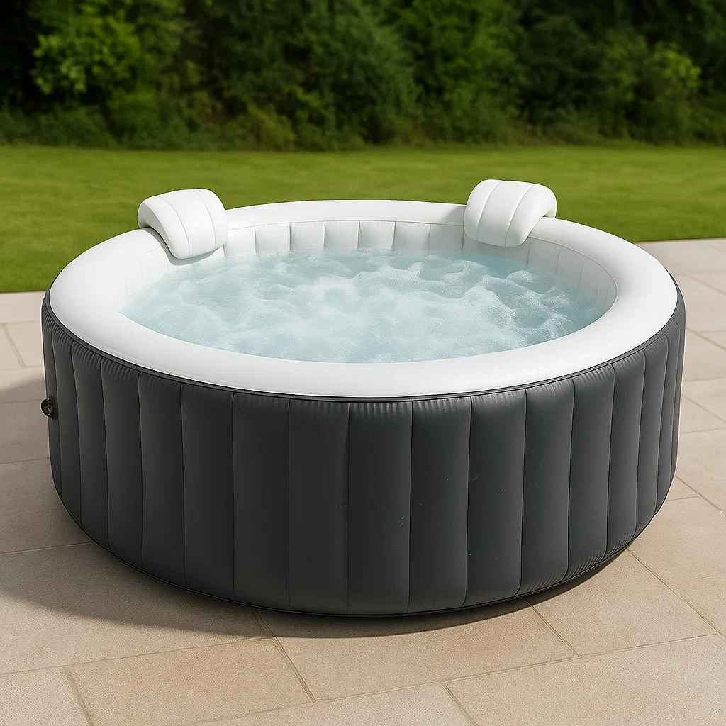 Spas hinchables 196x66 cm, 2 plazas, redondo, color gris/blanco UXqDcvE303dO