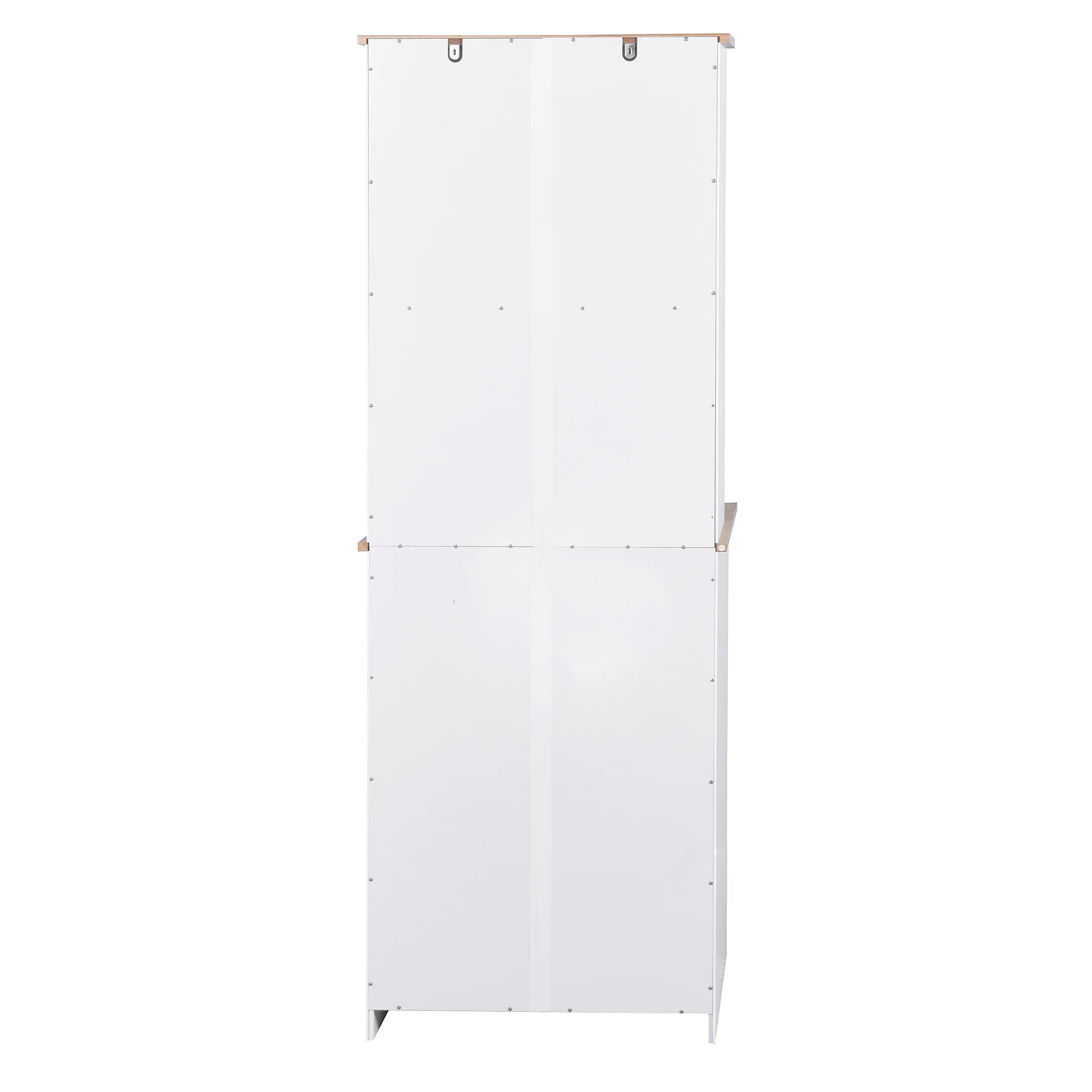 Clearance! Wooden Kitchen Cabinet White Pantry Room Storage Microwave Cabinet with Framed Glass Doors and Drawer - Image 5