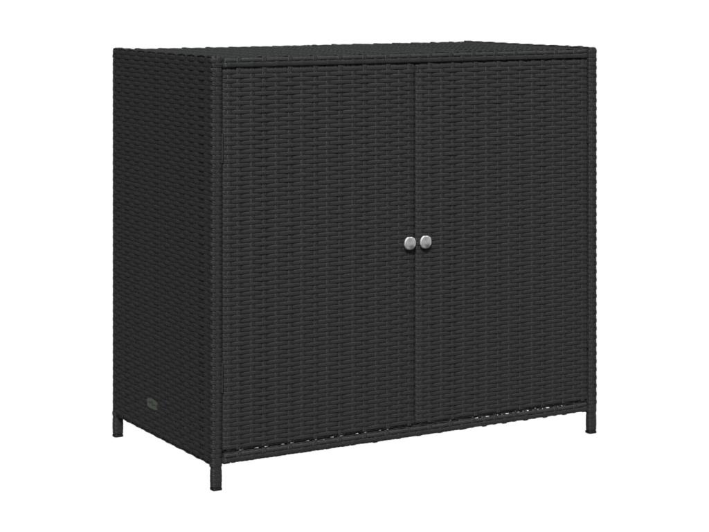 Armario de almacenaje de jardín ratán PE negro 83x45x76 cm