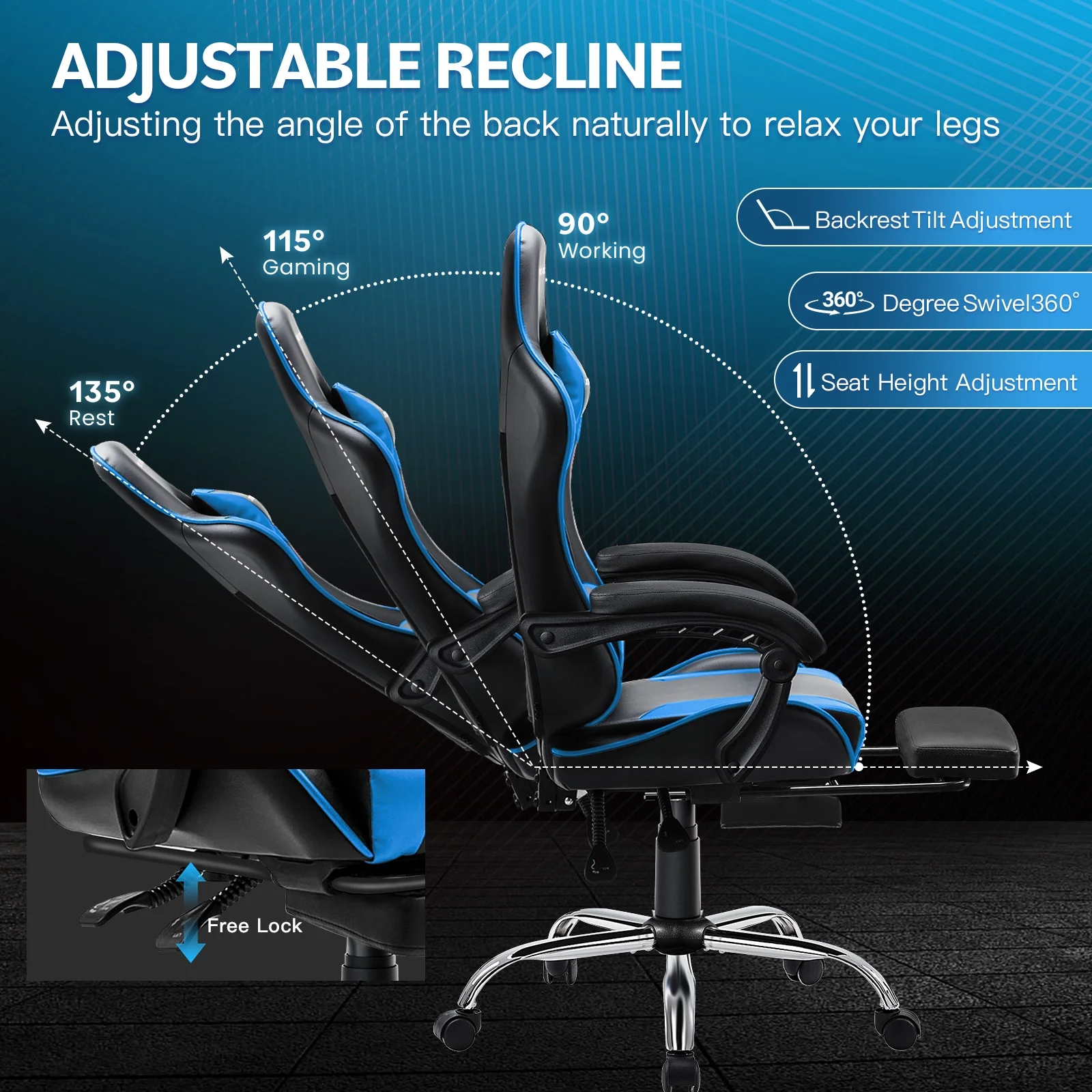 JONPONY Big and Tall 500LBS Gaming Chair, Ergonomic Design, Gamer Chair PU Leather with Footrest and Lumbar Support, High Back Office Chair Support 8 Hours Long Sitting,Red Computer Chair,Red - Image 23