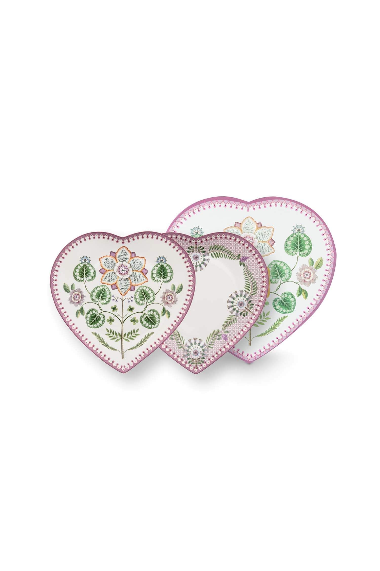 Set/2 Heart Shape Plates Lily&Lotus Lilac 21.5cm