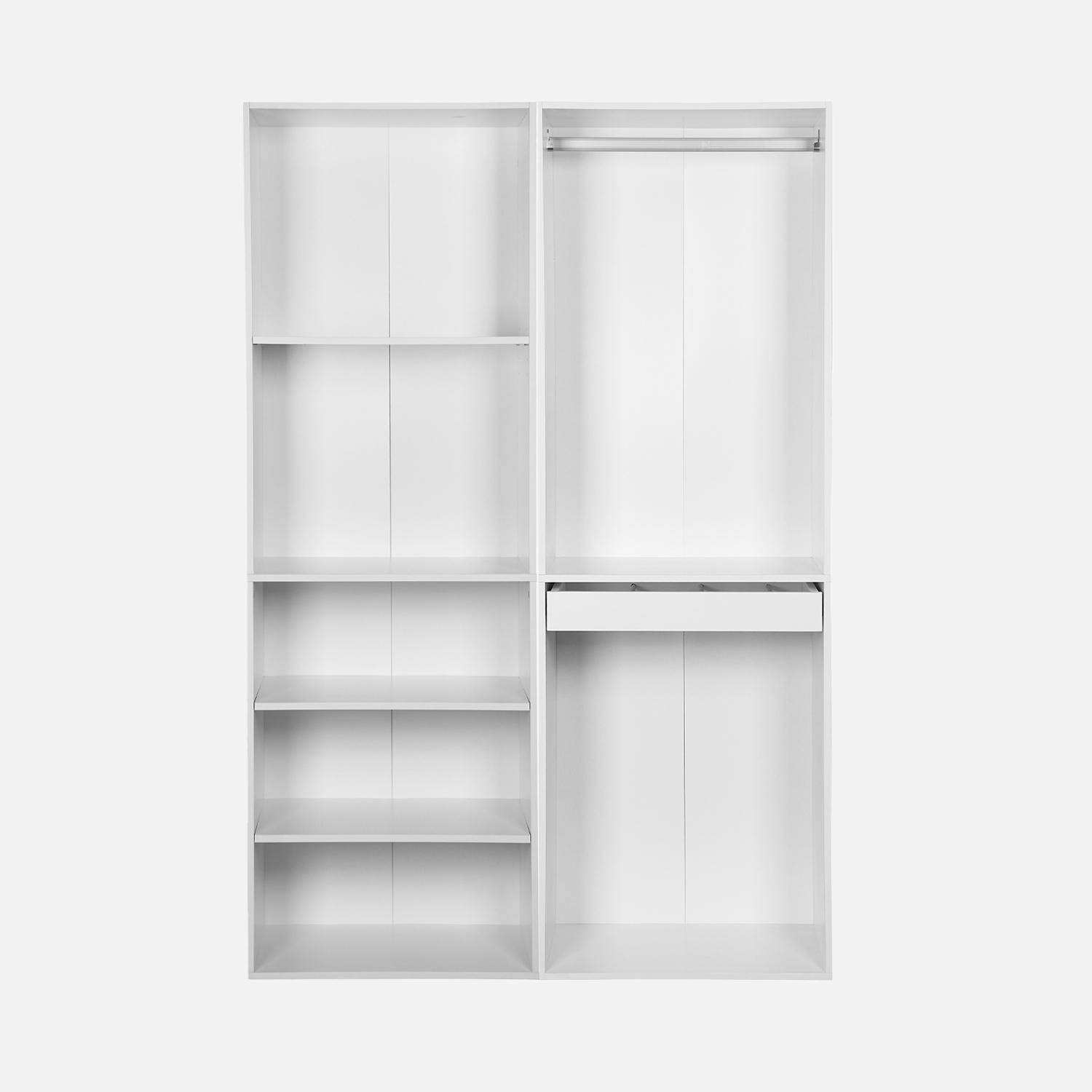 Modulo - Vestidor con 5 estantes, una barra de colga y portapantalones