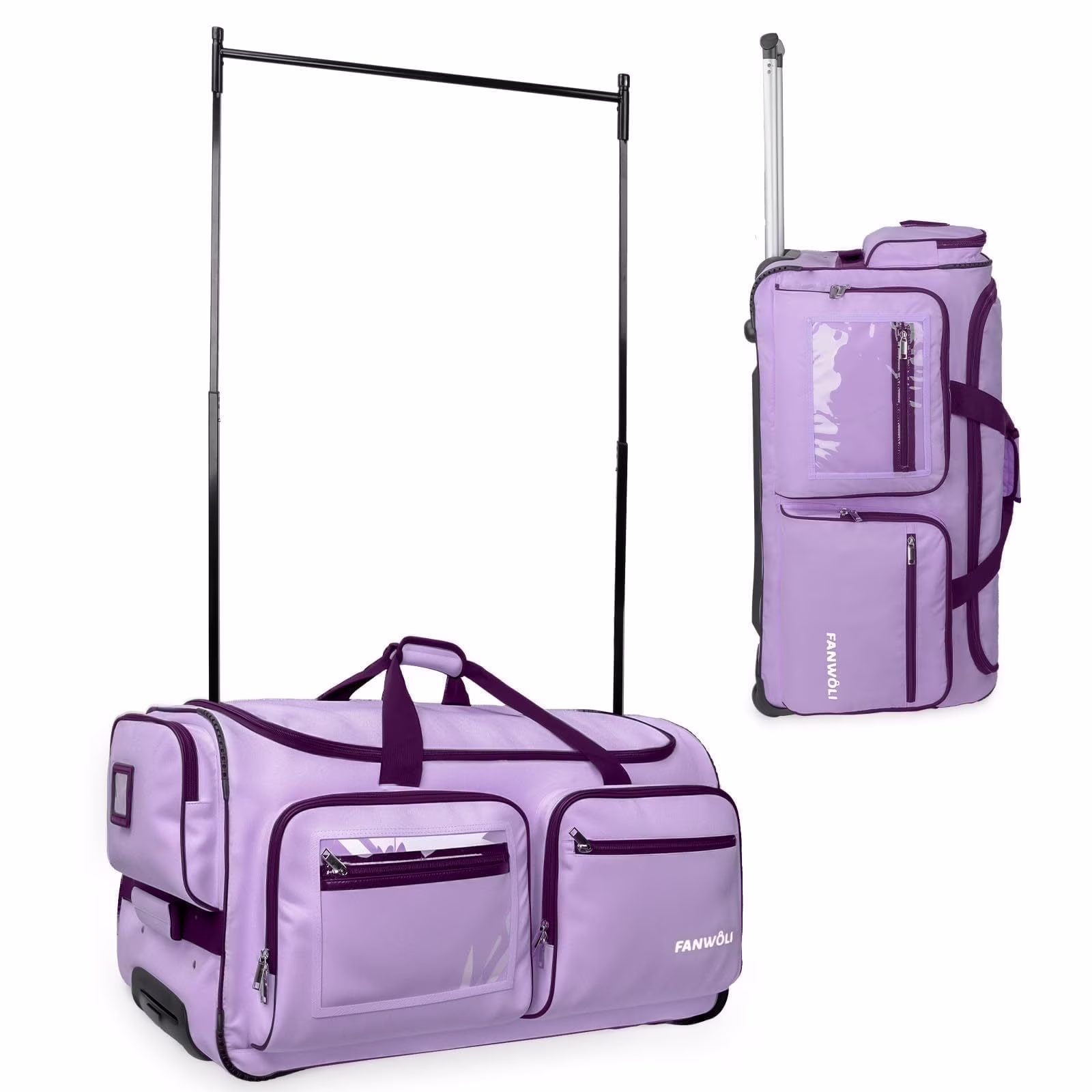 Fegat Dance Bag with Garment Rack - 28"Collapsible Rolling Competition Dance Duffle Bag Lightweight Costume Wheeled Suitcase for Dancers Shows Livestreamer Athletes - Image 5