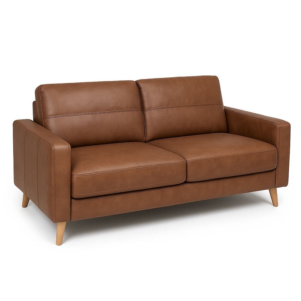 Sofá de Piel Sintética Marrón de 2 Plazas 150x90x85 cm