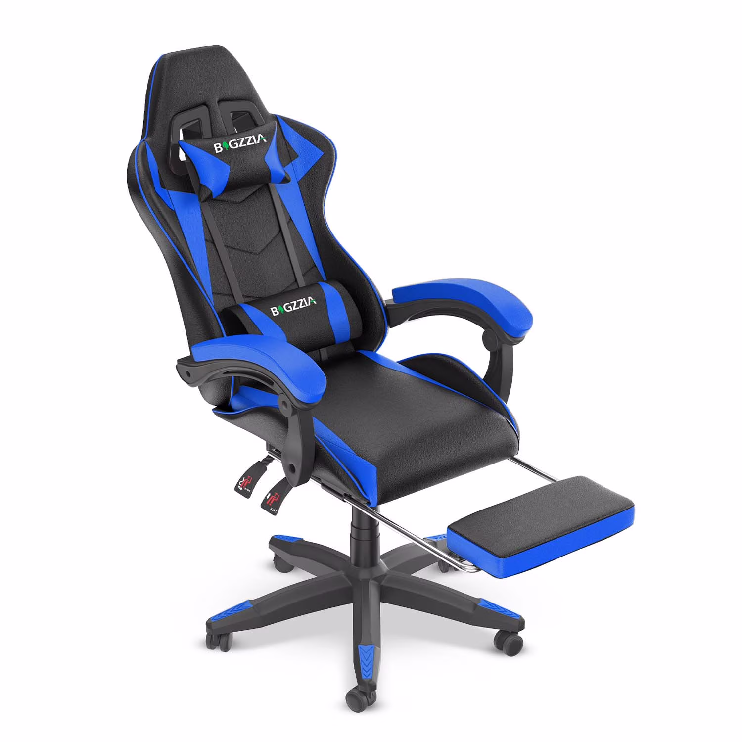 Bigzzia Gaming Chair Office Chair, Ergonomic Game Chair with Height Adjustable Headrest and Lumbar Support for Adults Teens, Black & White - Image 5