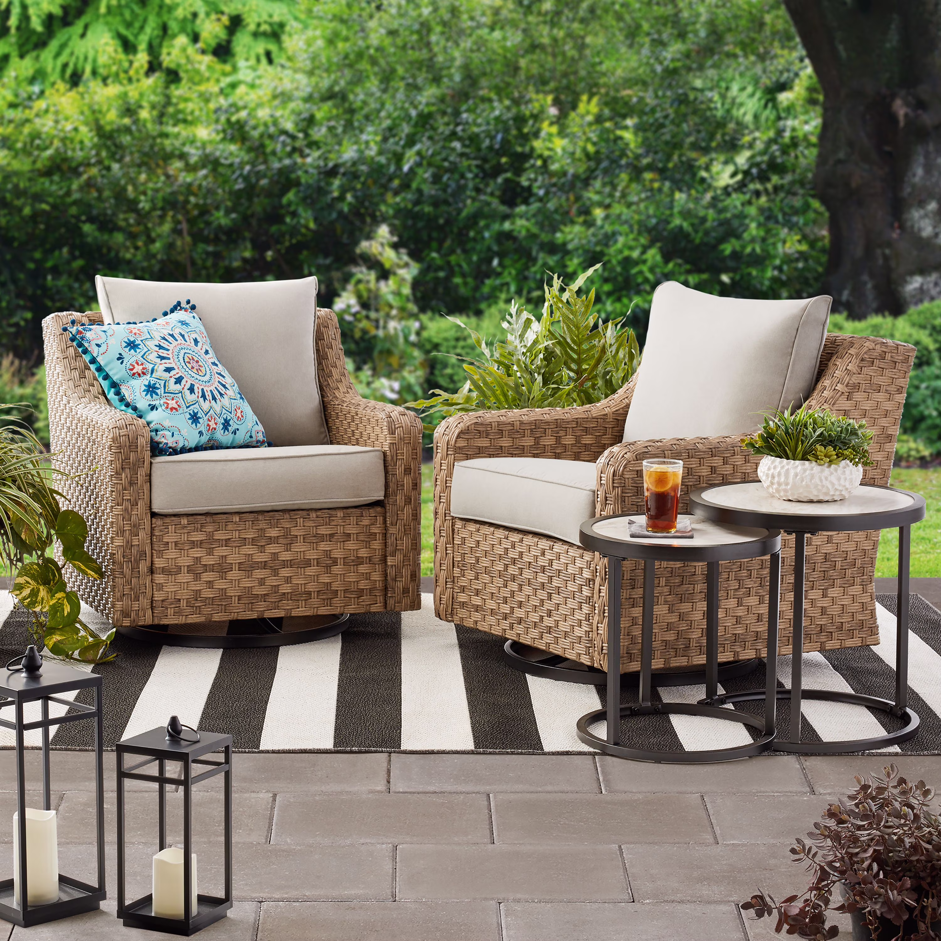 Better Homes & Gardens River Oaks Outdoor Swivel Gliders with Patio Covers, Set of 2, Dark Brown - Image 3