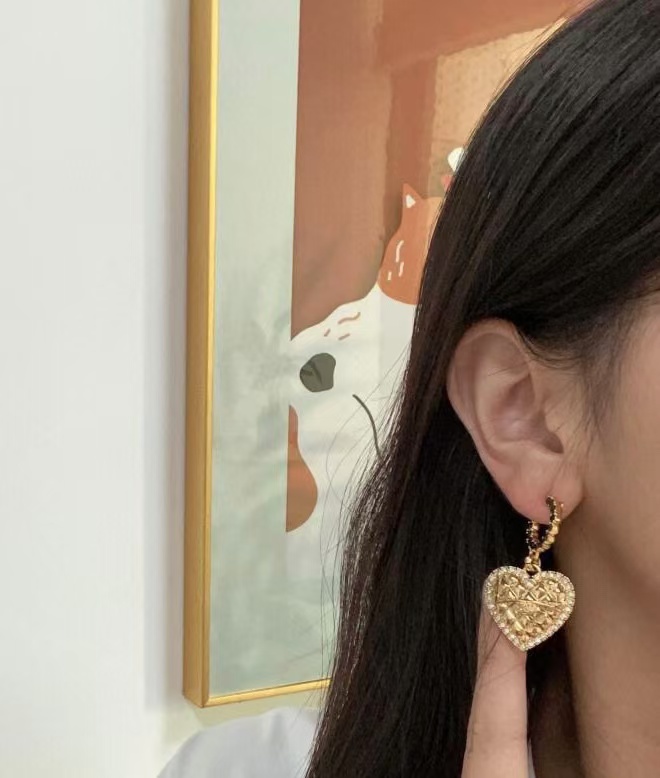 Chanel Hoop with Heart Dangle Earrings - Original Replica Club