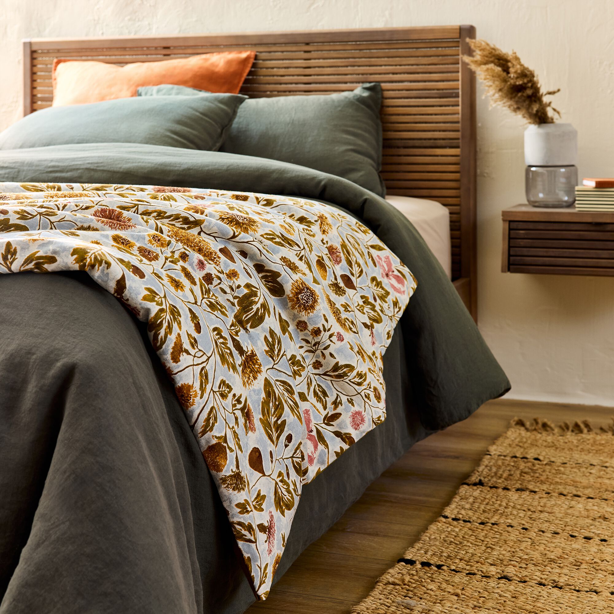 SOULEOU - Édredon 100x180cm motif Provence en coton - marron