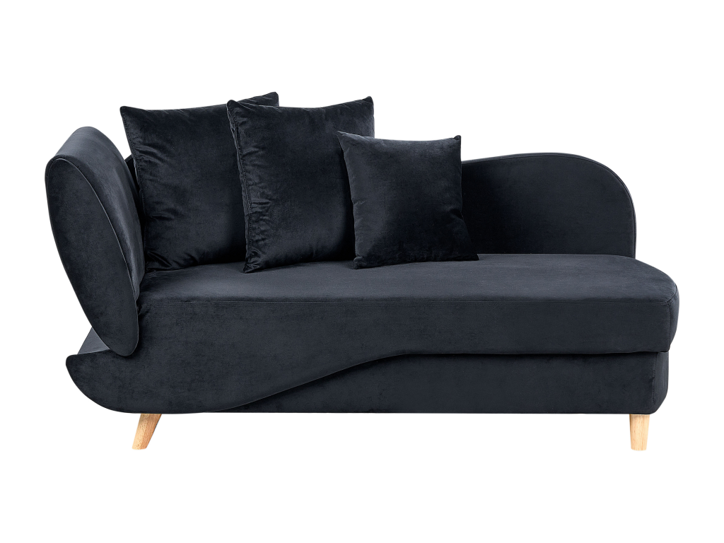 Chaise longue de terciopelo negro izquierdo con almacenaje MERI II