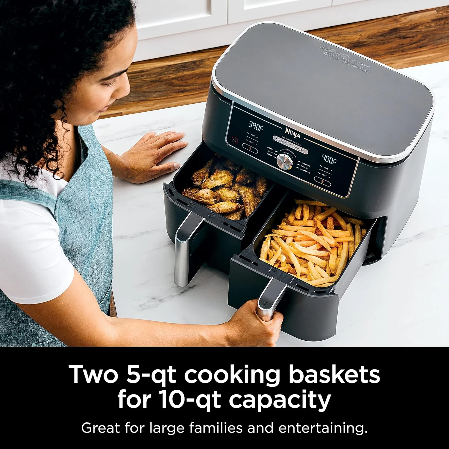 Ninja Foodi 6-in-1 FlexBasket Air Fryer with 7-Quart MegaZone and Basket Divider