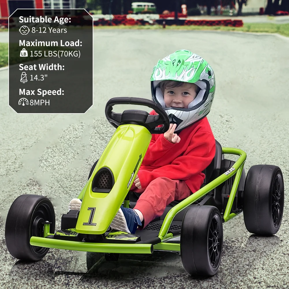 Kojooin Go Kart for Kids,24V Battery 300WX2 Motors Pedal On Foot Go Cart,8MPH High Speed Drifting Car with Slow Start Function,Rose red - Image 23