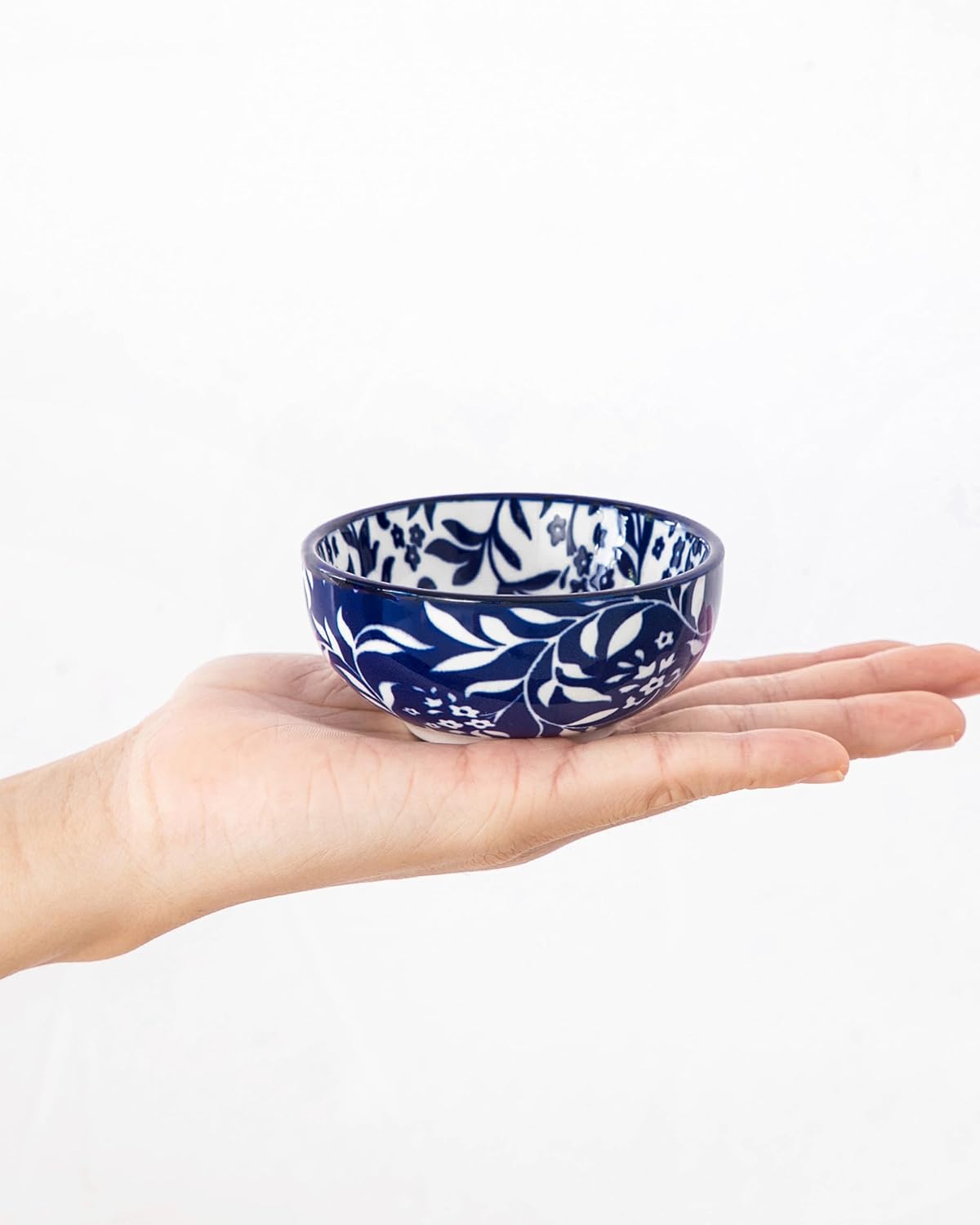 vancasso 2.7 Oz Ceramic Mini Dipping Bowls Set of 6, 3 Inch Small Dip Bowls for Sauce, Soy Sauce, Sushi, Condiments & Side Dishes, Chinoiserie Floral Style, Microwave & Dishwasher Safe, SELENE Series