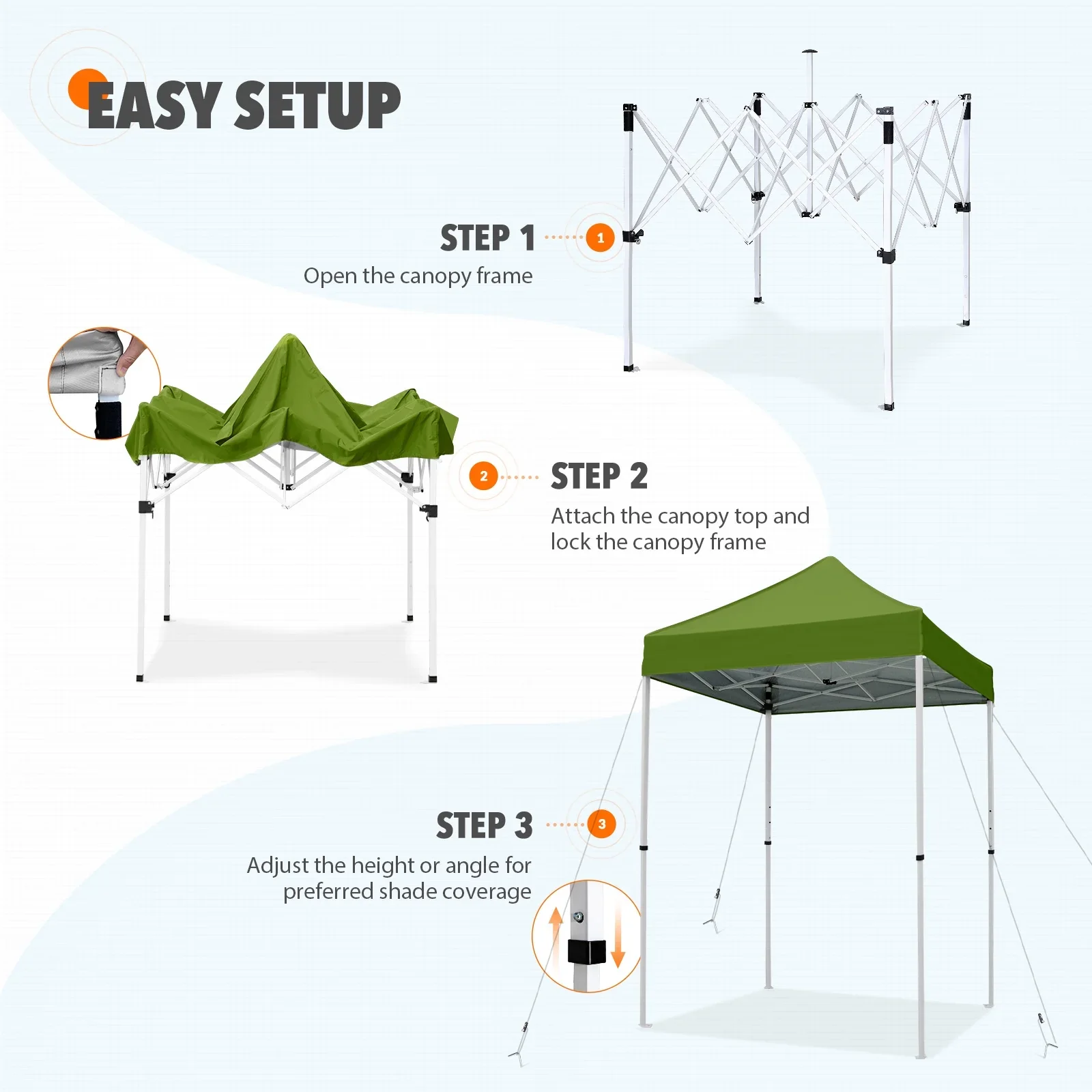 EAGLE PEAK 5x5 Pop up Canopy Tent Instant Outdoor Canopy Easy Set - up Straight Leg Folding Shelter（blue）