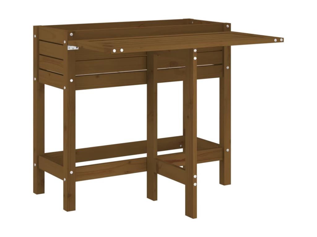 Decoratodo con tapa plegable madera maciza de pino marrón miel