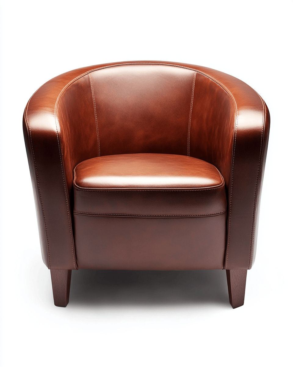 Sillón tipo club de piel sintética – marrón – estilo clásico envolvente