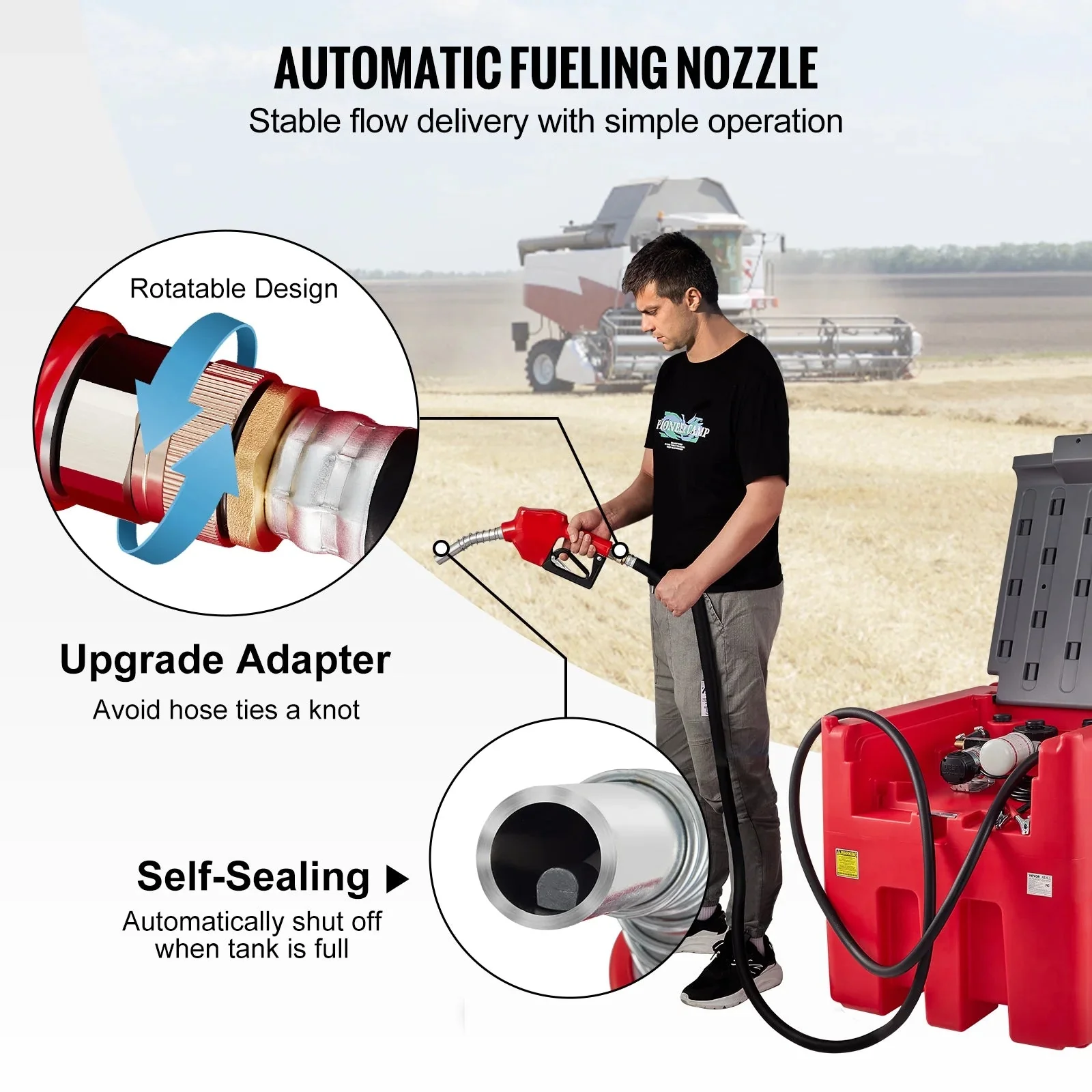 VEVOR Portable Diesel Fuel Tank, 116 Gallon, 10 GPM, 12V, 13.1 ft Hose, Red - YDIES4OOL-E - Image 6 VEVOR Portable Diesel Fuel Tank, 116 Gallon, 10 GPM, 12V, 13.1 ft Hose, Red - YDIES4OOL-E - Image 6