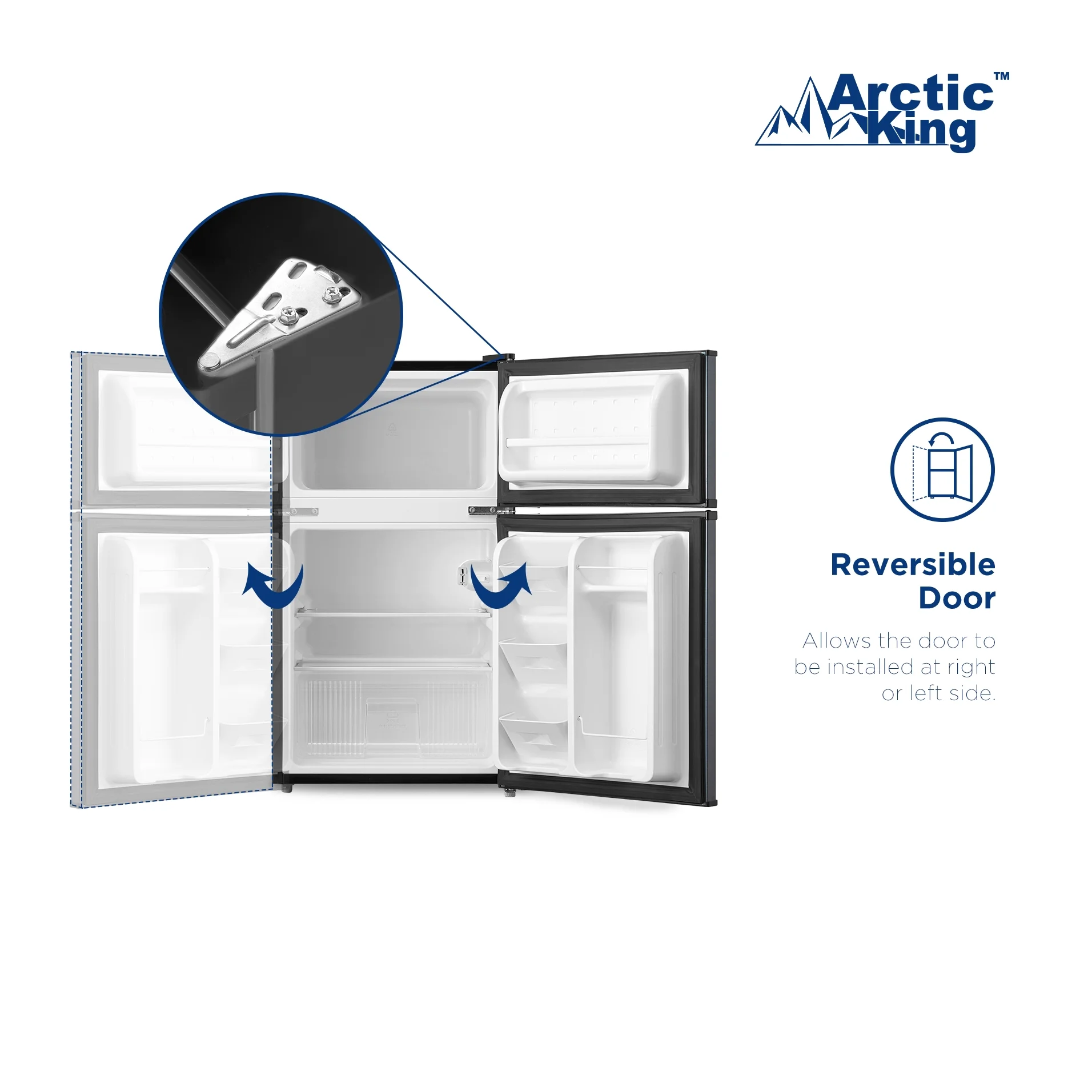 Arctic King 3.2 Cu ft Two Door Mini Fridge with Freezer, Stainless Steel, E-Star - Image 12