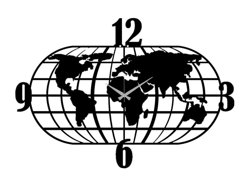 Reloj de Pared Mapa 1, Negro, 73x0,15x50 cm, Pratcas