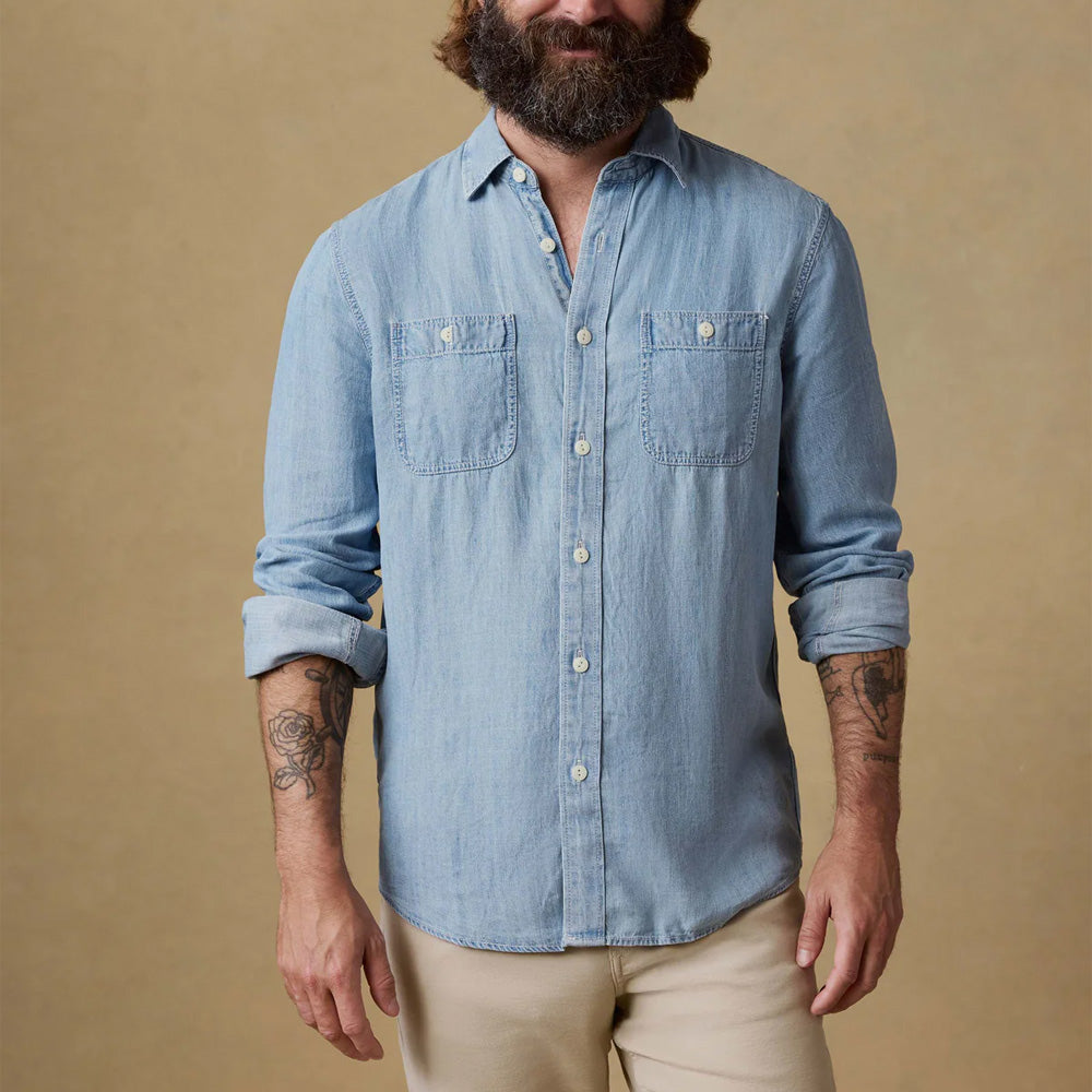 Faherty - Chemise de travail Chambray - Vintage Indigo