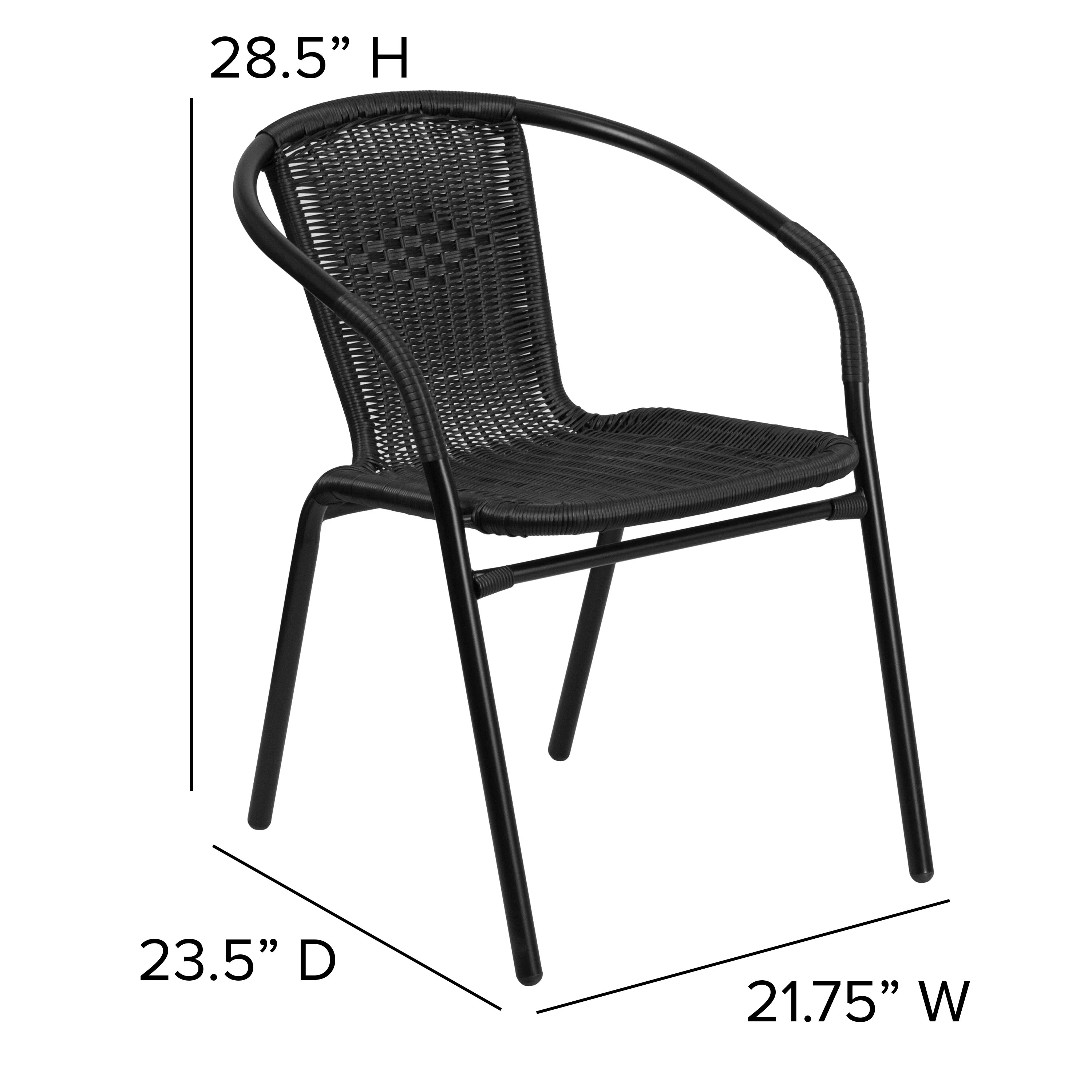 Emma + Oliver Indoor/Outdoor Stacking Rattan Restaurant Patio Chairs, Set of 2, Gray - Image 17