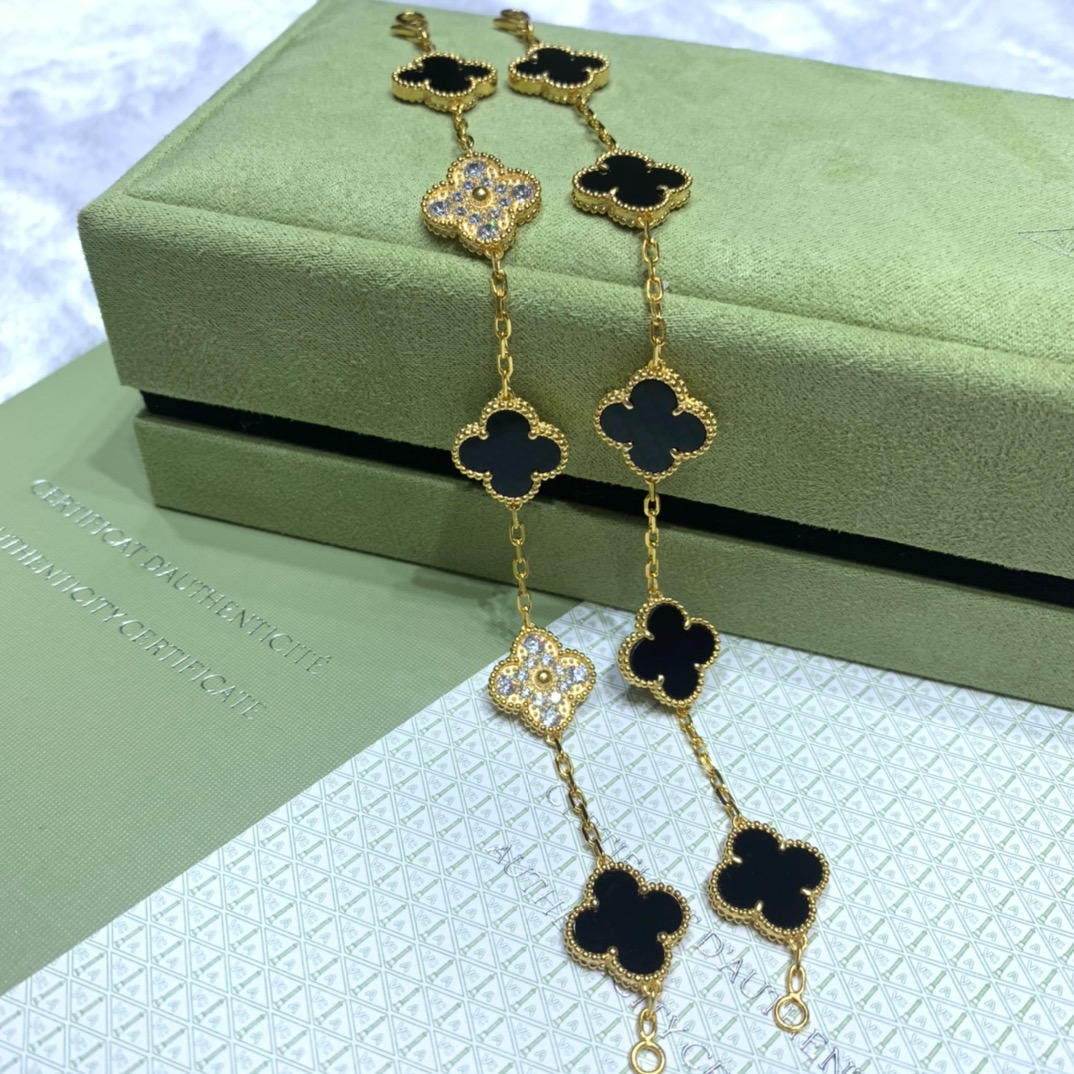 VCA Black Vintage Alhambra Bracelet 5 Motifs - Original Replica Club