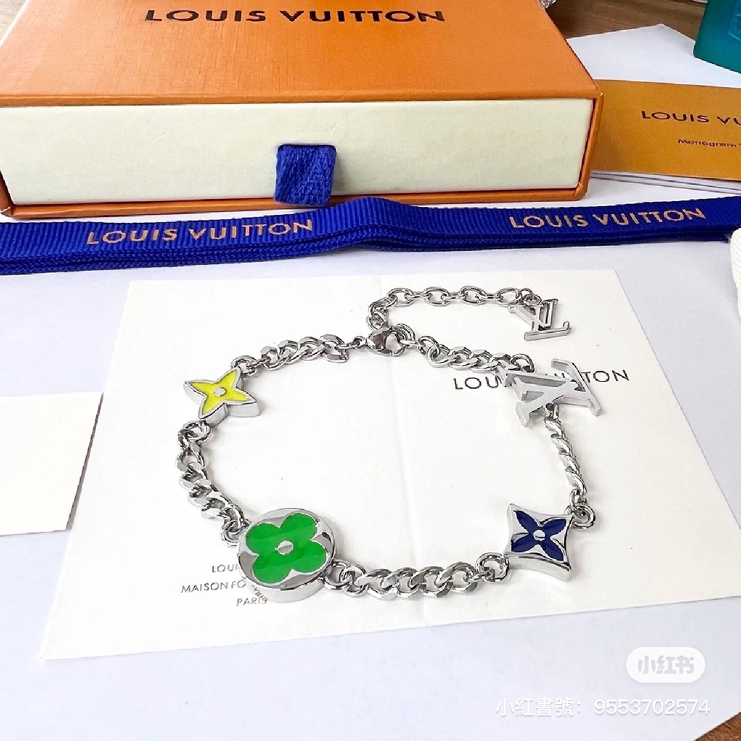 Louis Vuitton 4 Motifs Green Yellow Star Sun Blossom Chain Bracelet - Original Replica Club