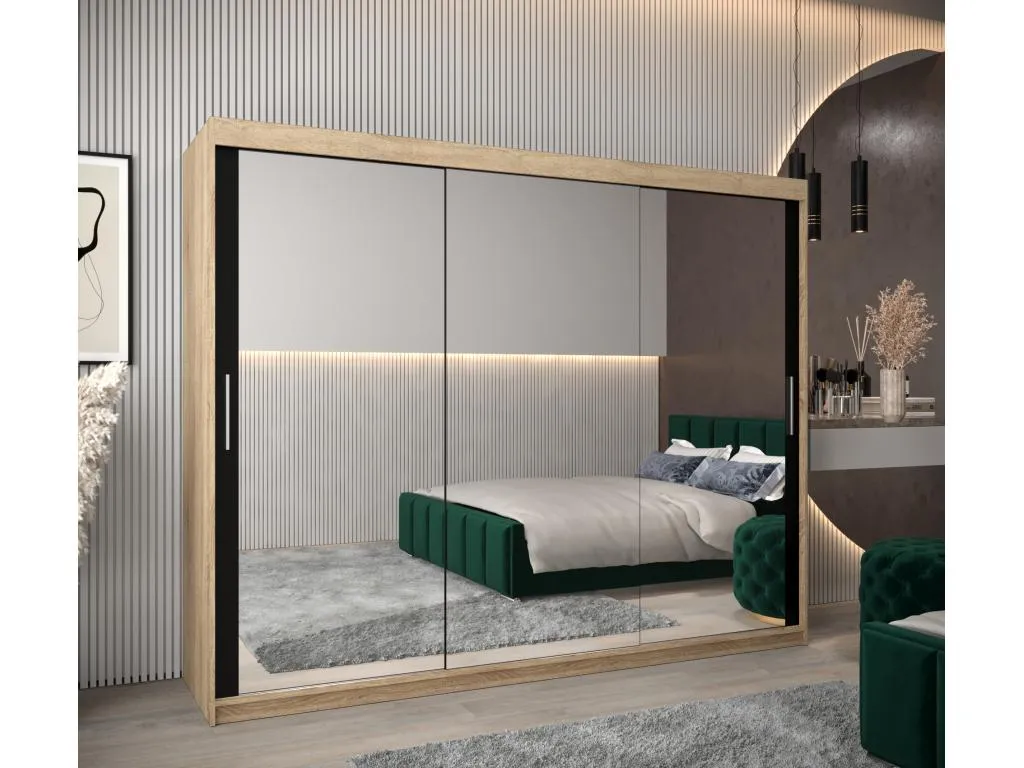 Armario Boverdeco 3 de puertas correderas 200/250/62 3 puertas (Boverdeco/negro)