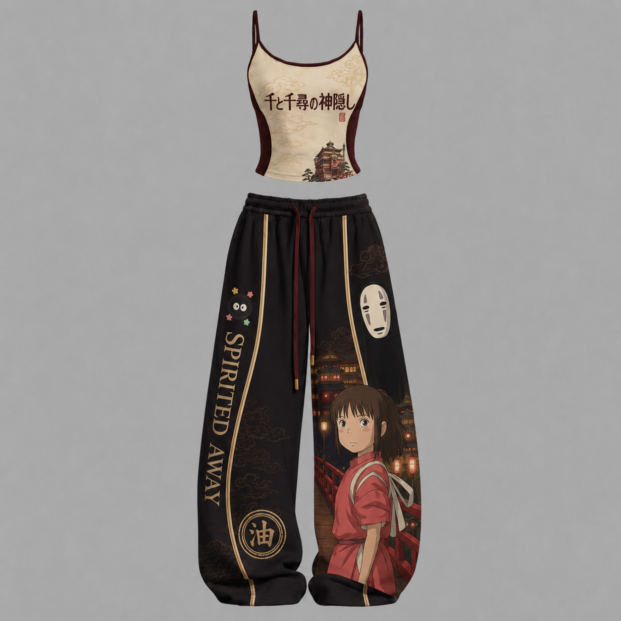 Spirited Away-Top & Elasticated Trousers Two-Piece Set TeeThreads Sustain the Scene with Custom Apparel