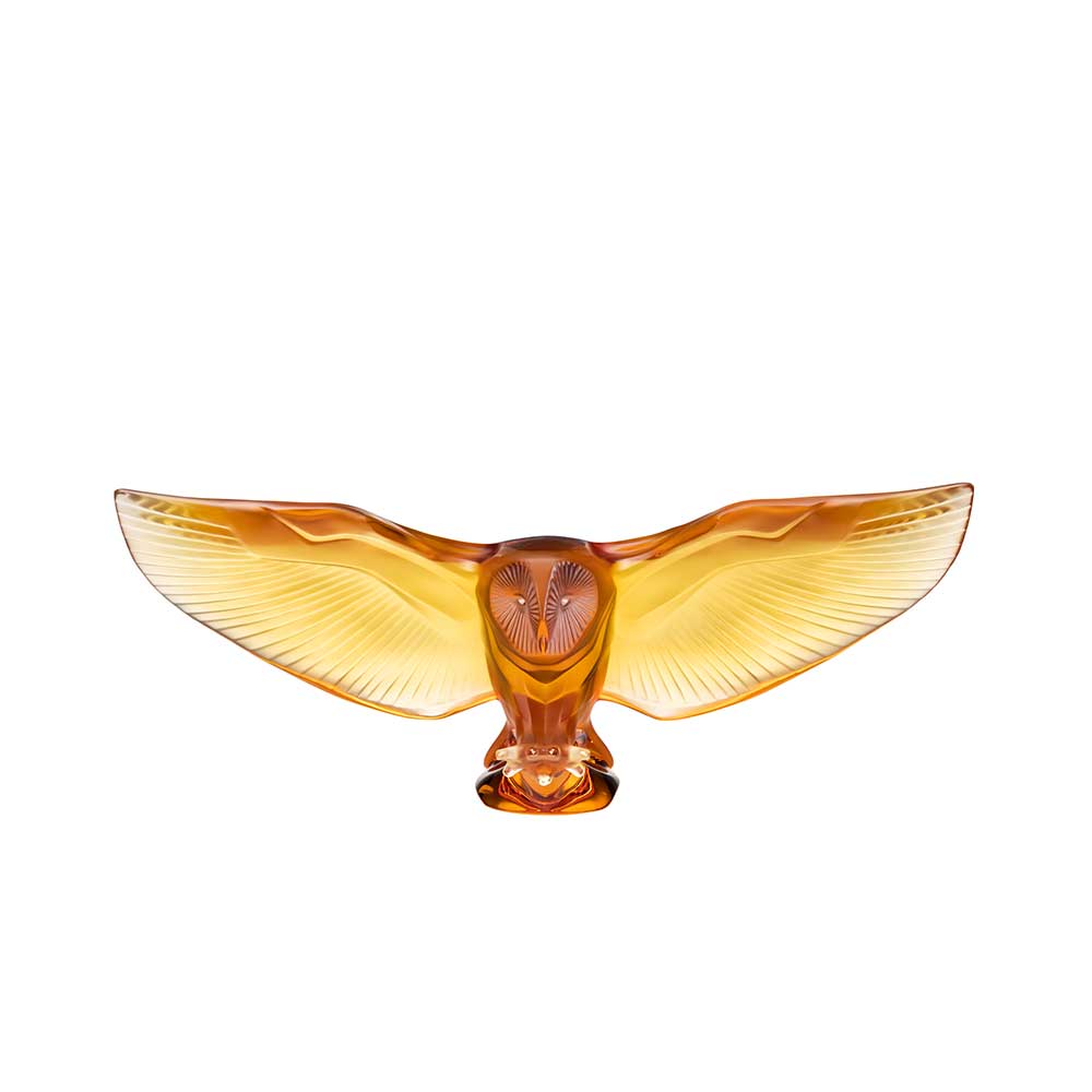 SCULPTURE CHOUETTE EFFRAIE - CRISTAL AMBRE