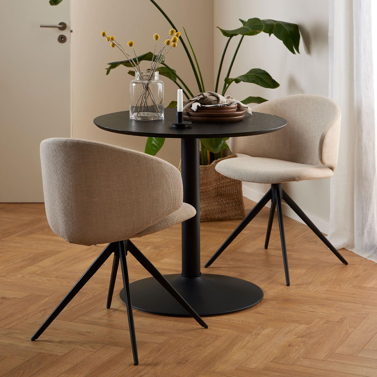 Lisomme Vino houten tafel zwart - Ø 80 cm